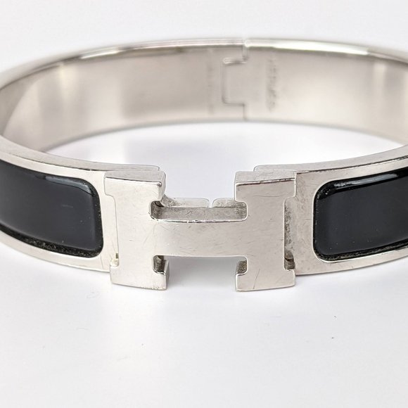 SOLD Hermes Black Silver Clic Clac Bracelet PM - Picture 6 of 7